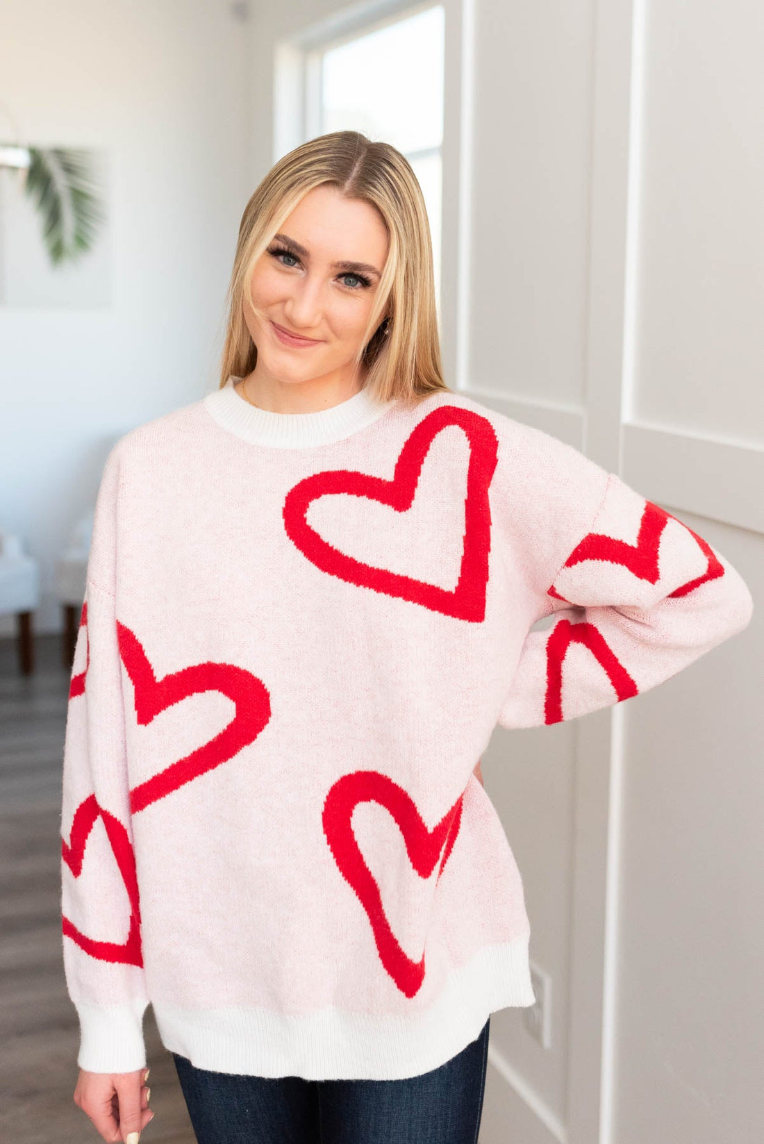 Jaylie Red Heart Sweater