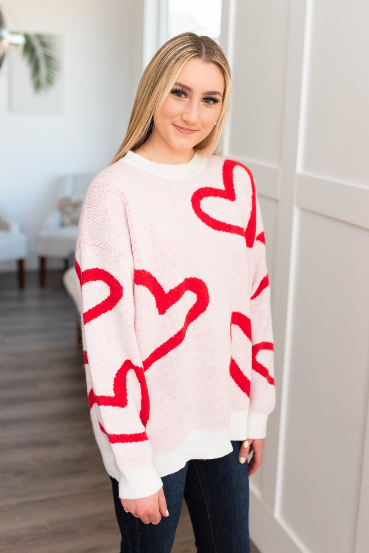 Jaylie Red Heart Sweater