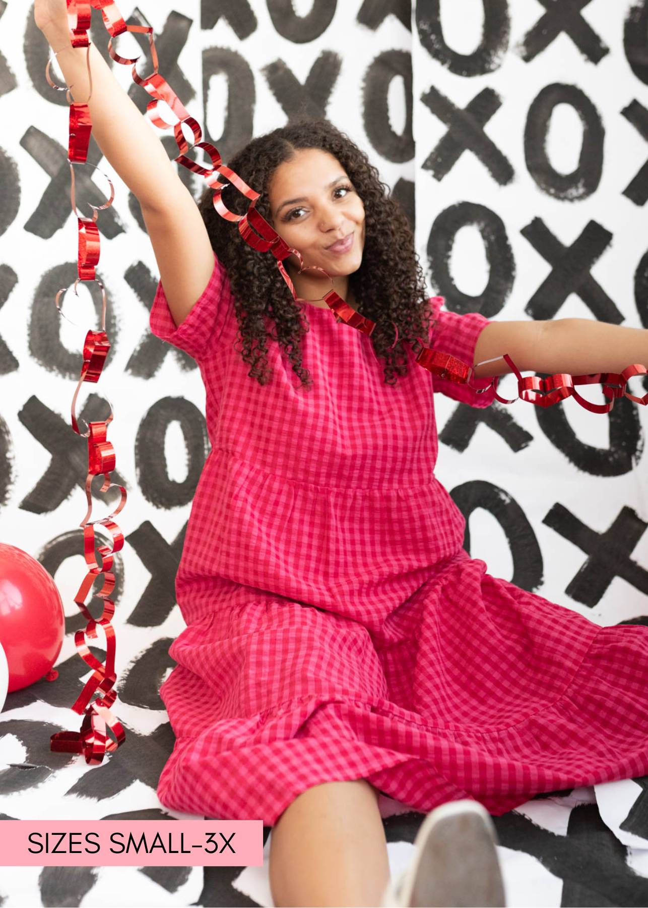 Jayne Hot Pink Gingham Tiered Dress