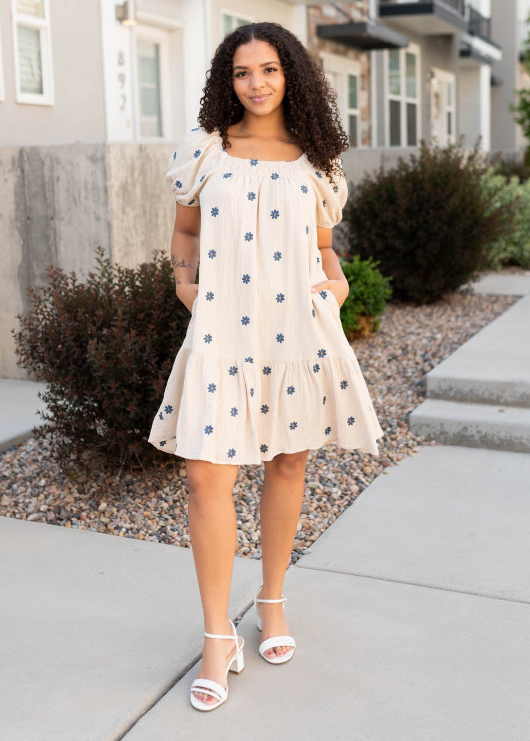 Jenelle Natural Embroidered Dress