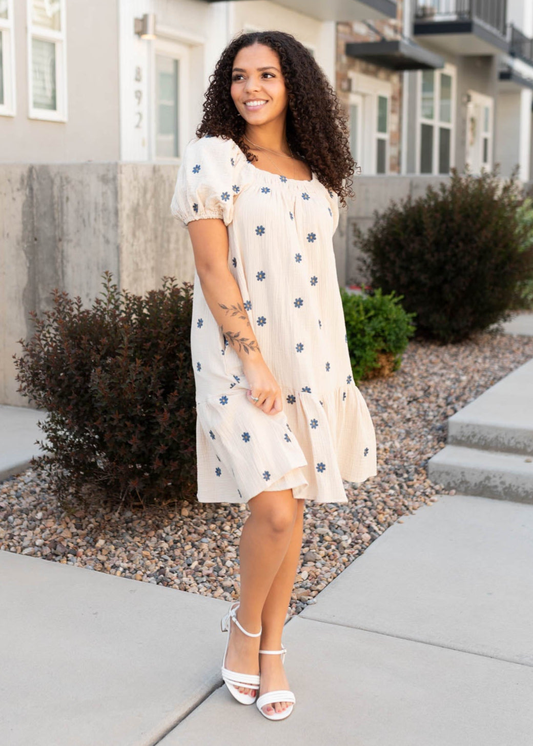 Jenelle Natural Embroidered Dress