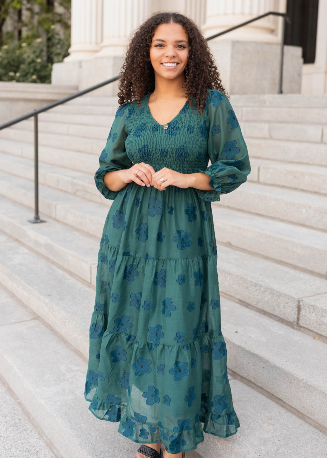 Jenny Dark Green Floral Dress