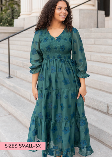 Jenny Dark Green Floral Dress
