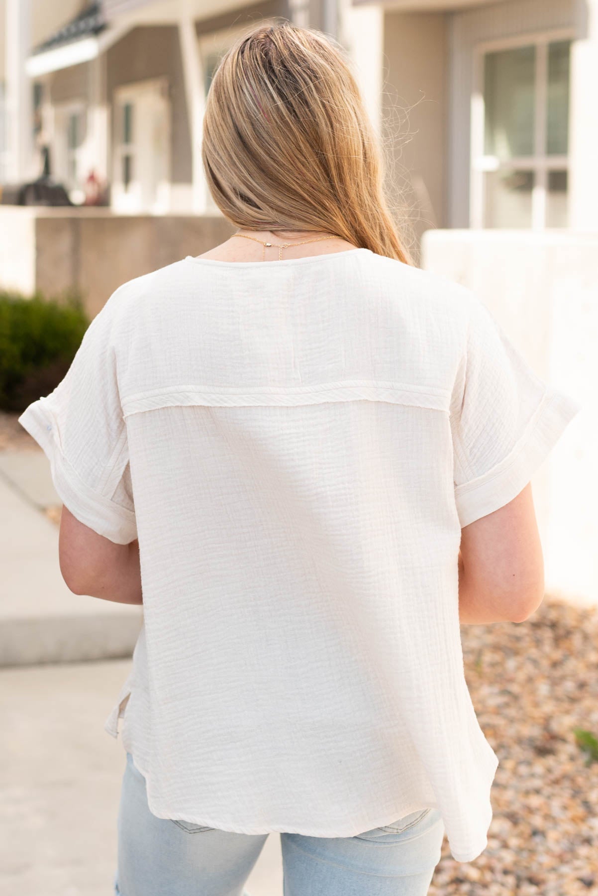 Jeralyn Cream Button Top