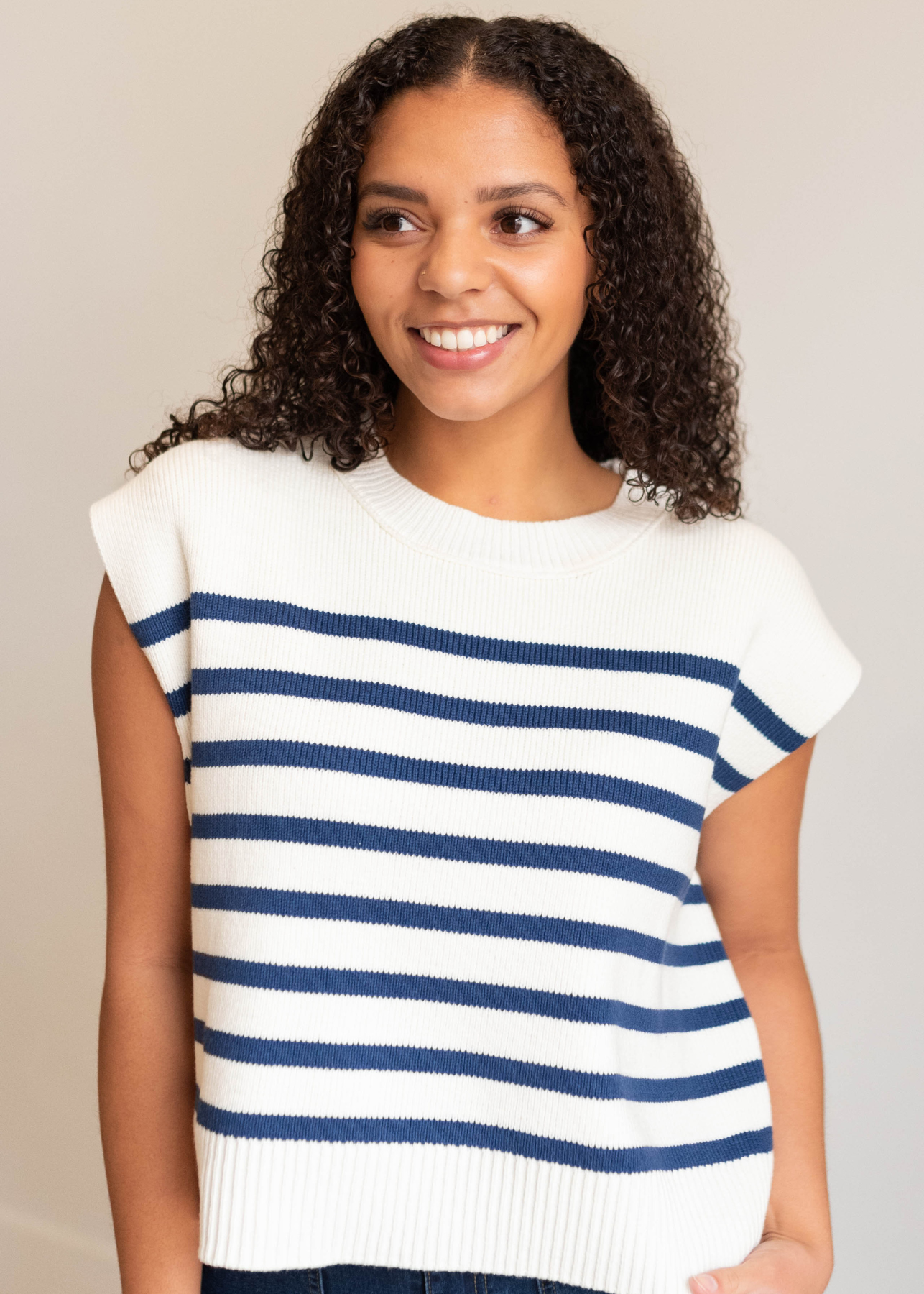 Jerikah Light Navy Stripe Sweater Vest