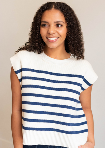 Jerikah Light Navy Stripe Sweater Vest