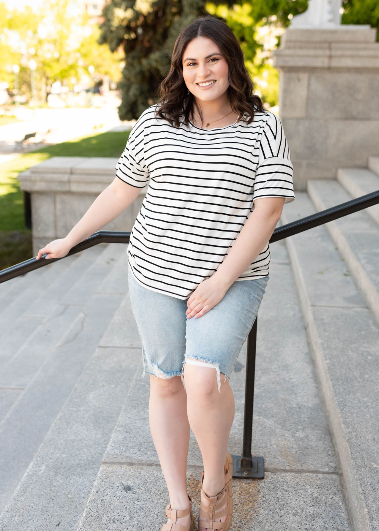 Jill Ivory Stripe Oversize Top