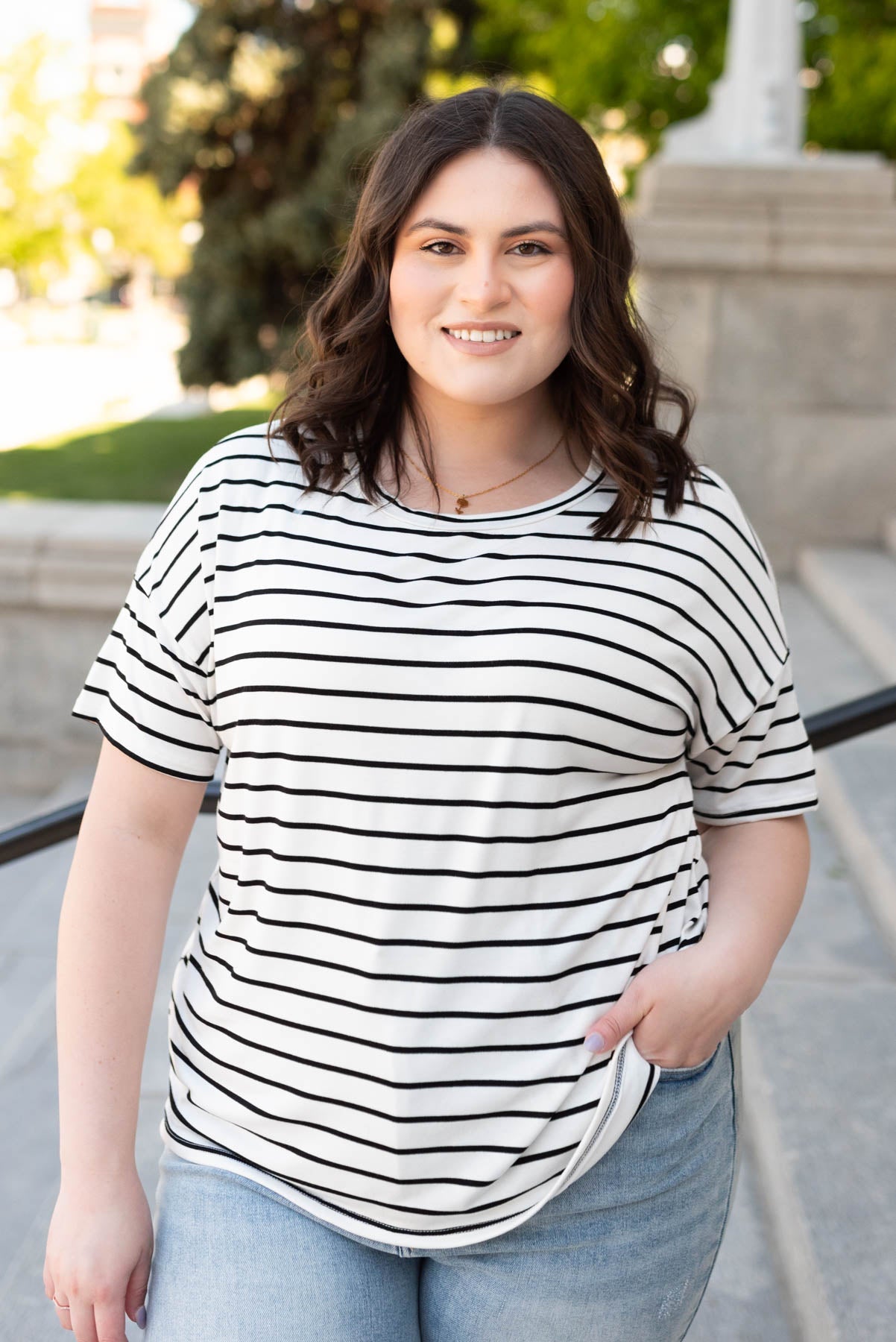 Jill Ivory Stripe Oversize Top