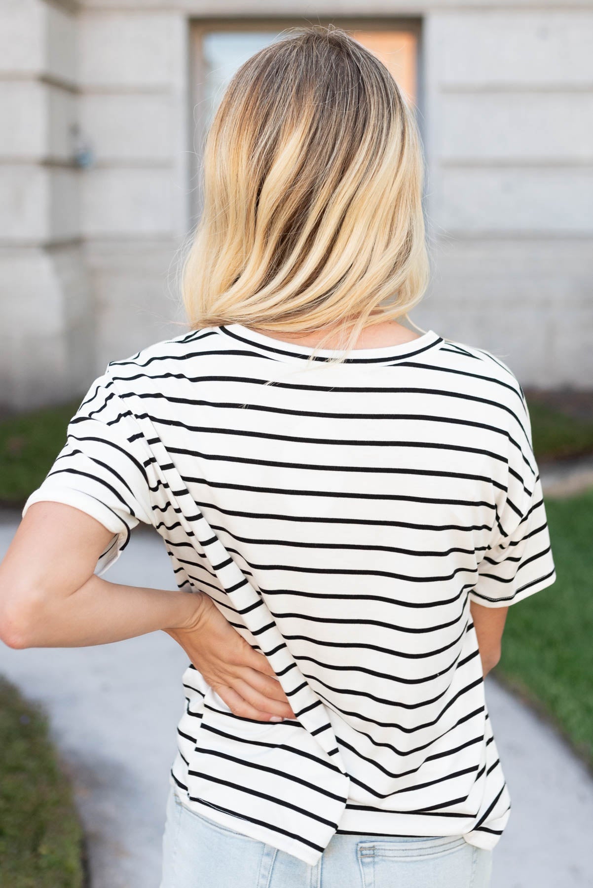 Jill Ivory Stripe Oversize Top