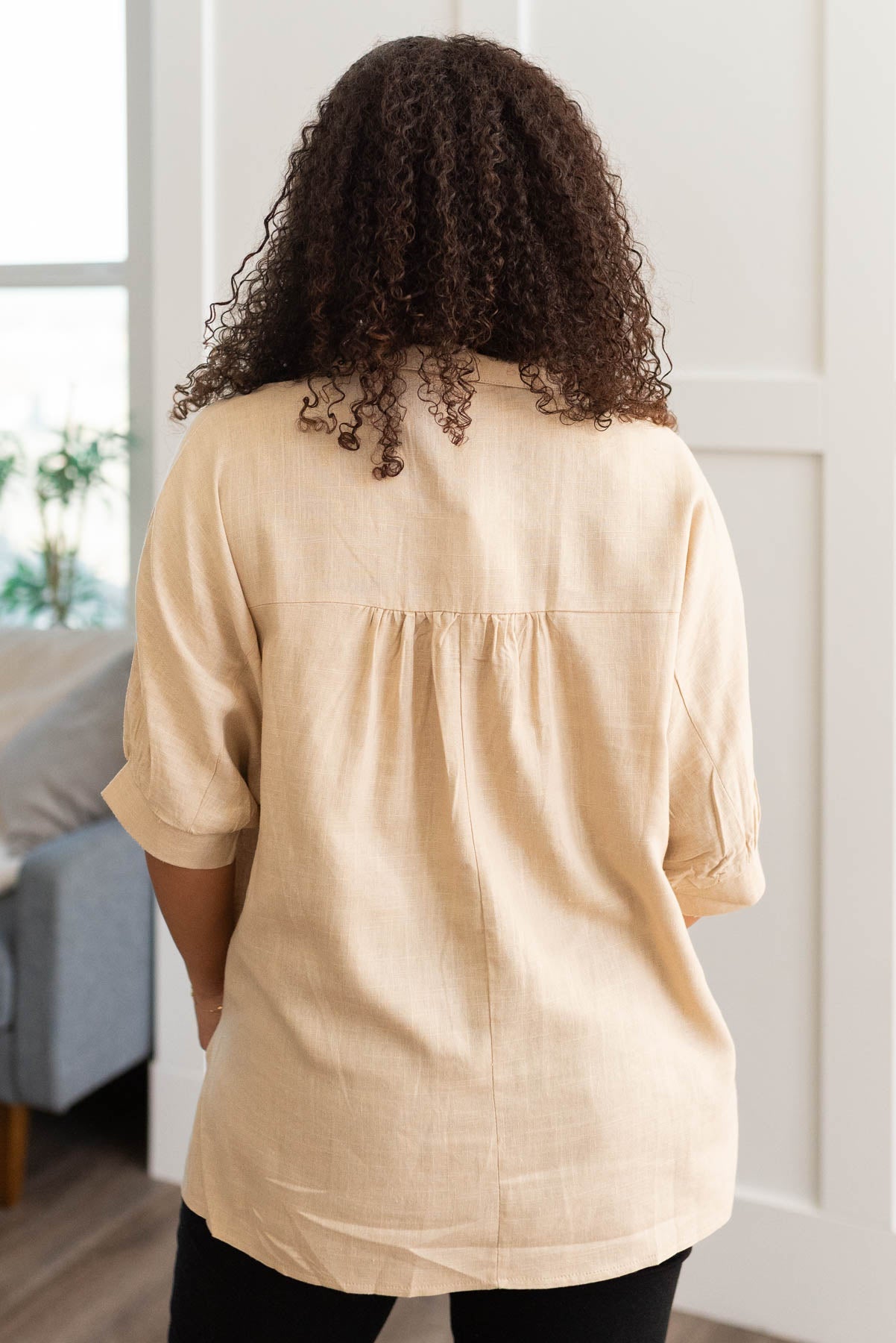 Jo Taupe Linen Button Down Shirt