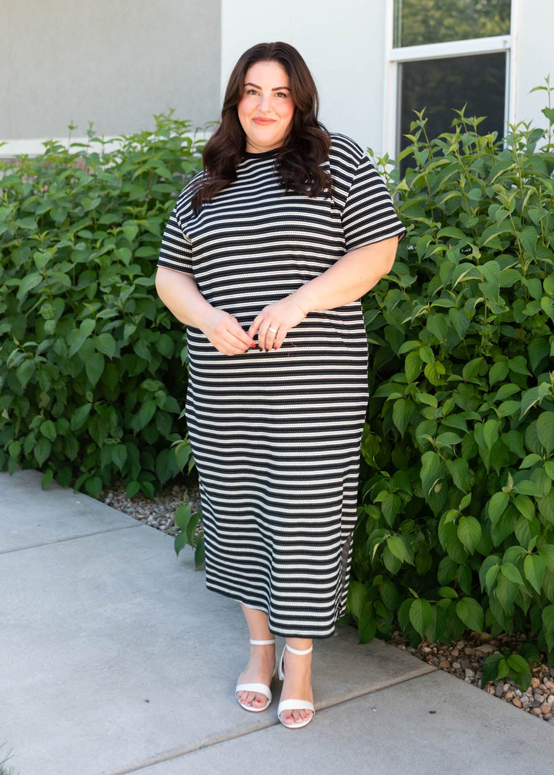 Joanelle Black Striped T-Shirt Dress