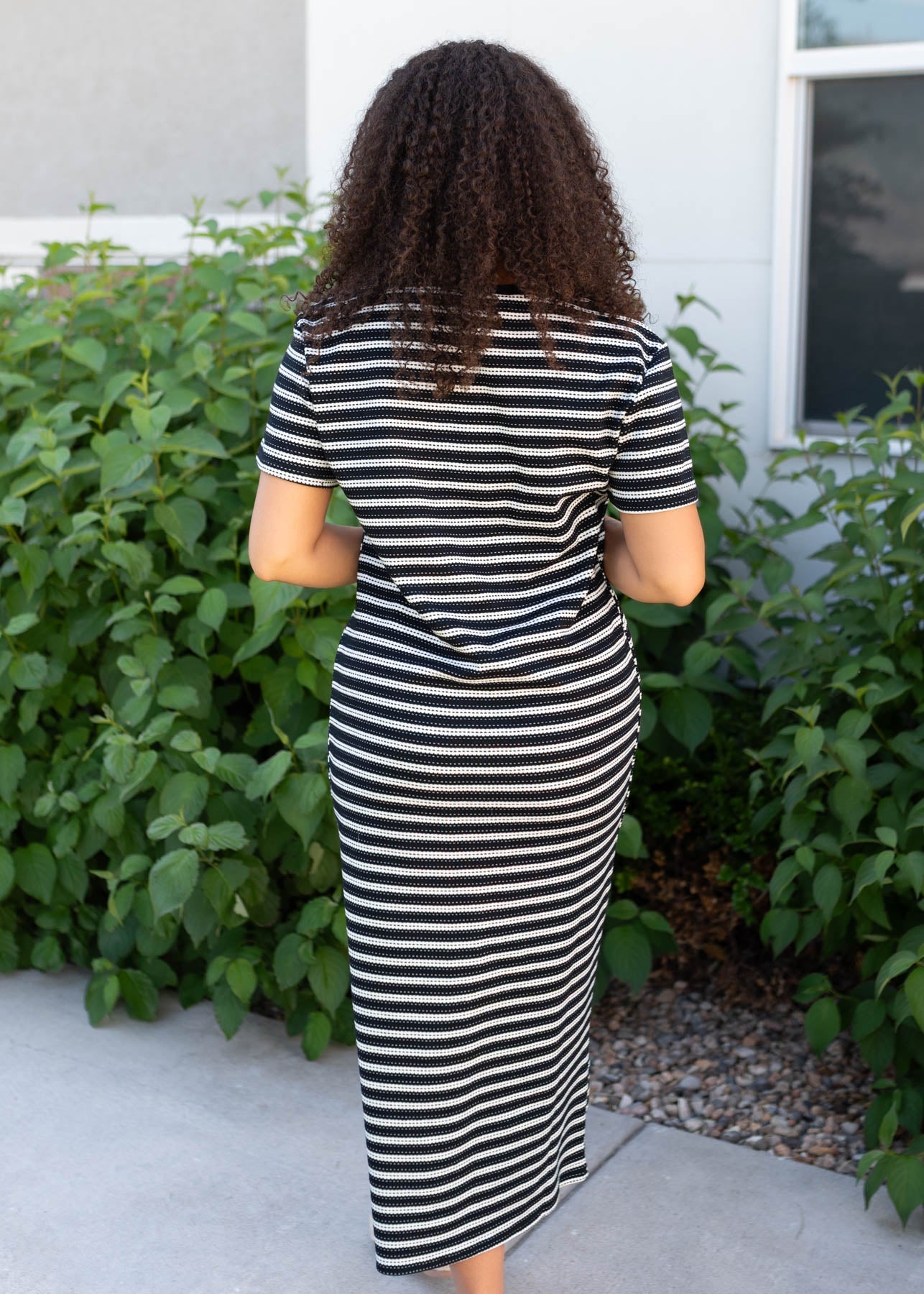 Joanelle Black Striped T-Shirt Dress