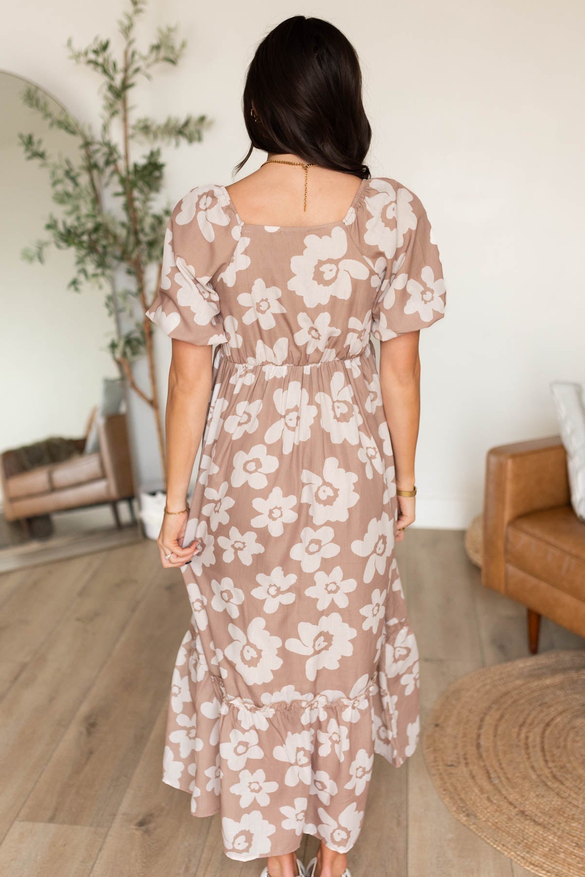 Joanna Taupe Floral Dress