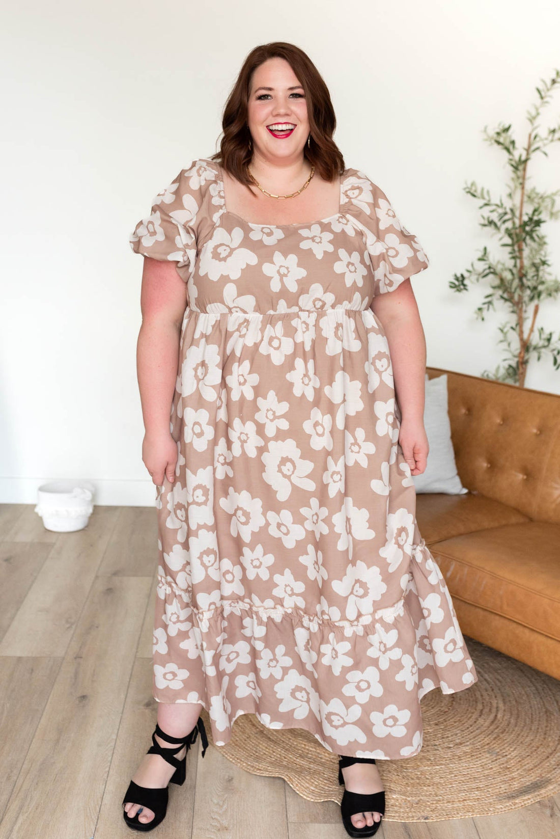 Joanna Taupe Floral Dress