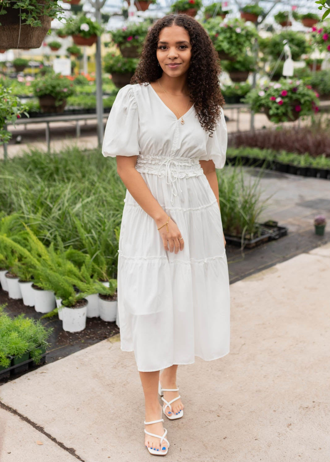 Joanne Ivory V Neck Dress