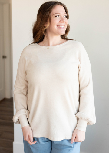 Joci Oatmeal Waffle Long Sleeve Top