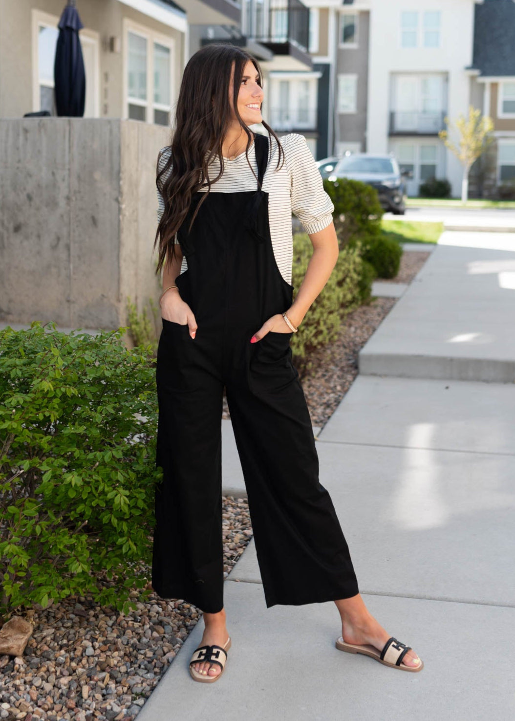 Jodi Black Knot Strap Overall