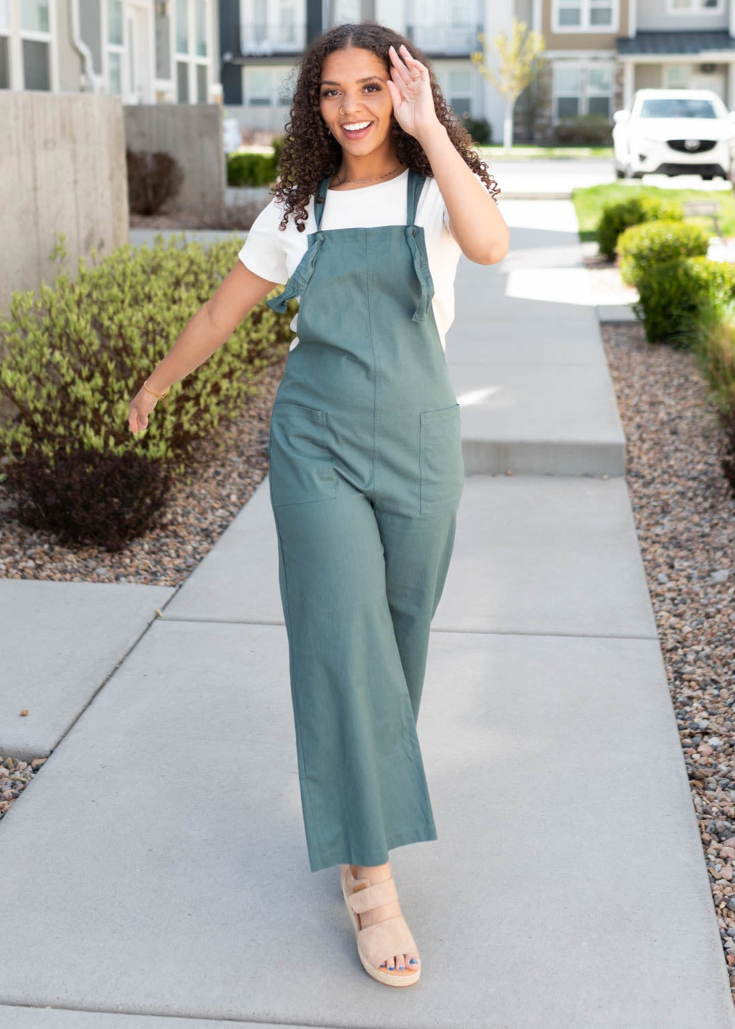 Jodi Dark Jade Knot Strap Overall