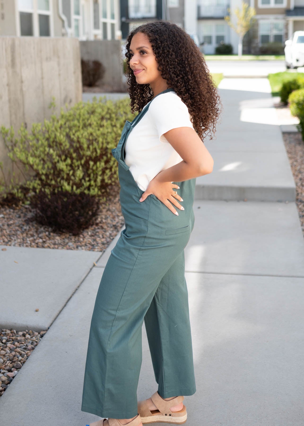 Jodi Dark Jade Knot Strap Overall