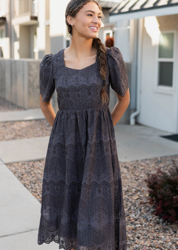 Jolene Charcoal Embroidered Dress