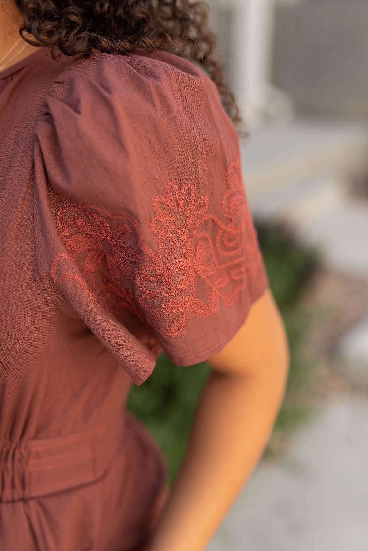 Jolie Burgundy Embroidered Detail Dress
