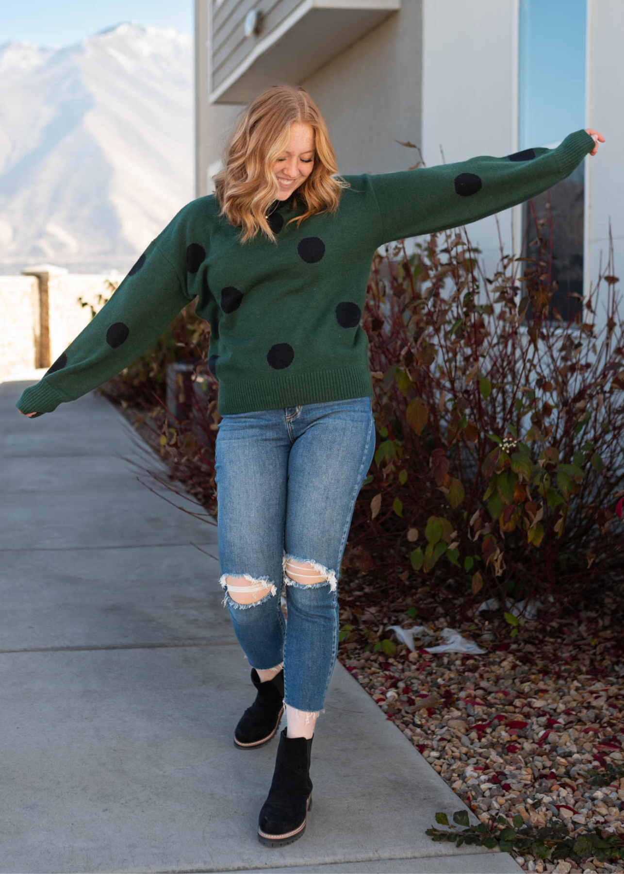 Joslin Green Poka Dot Sweater