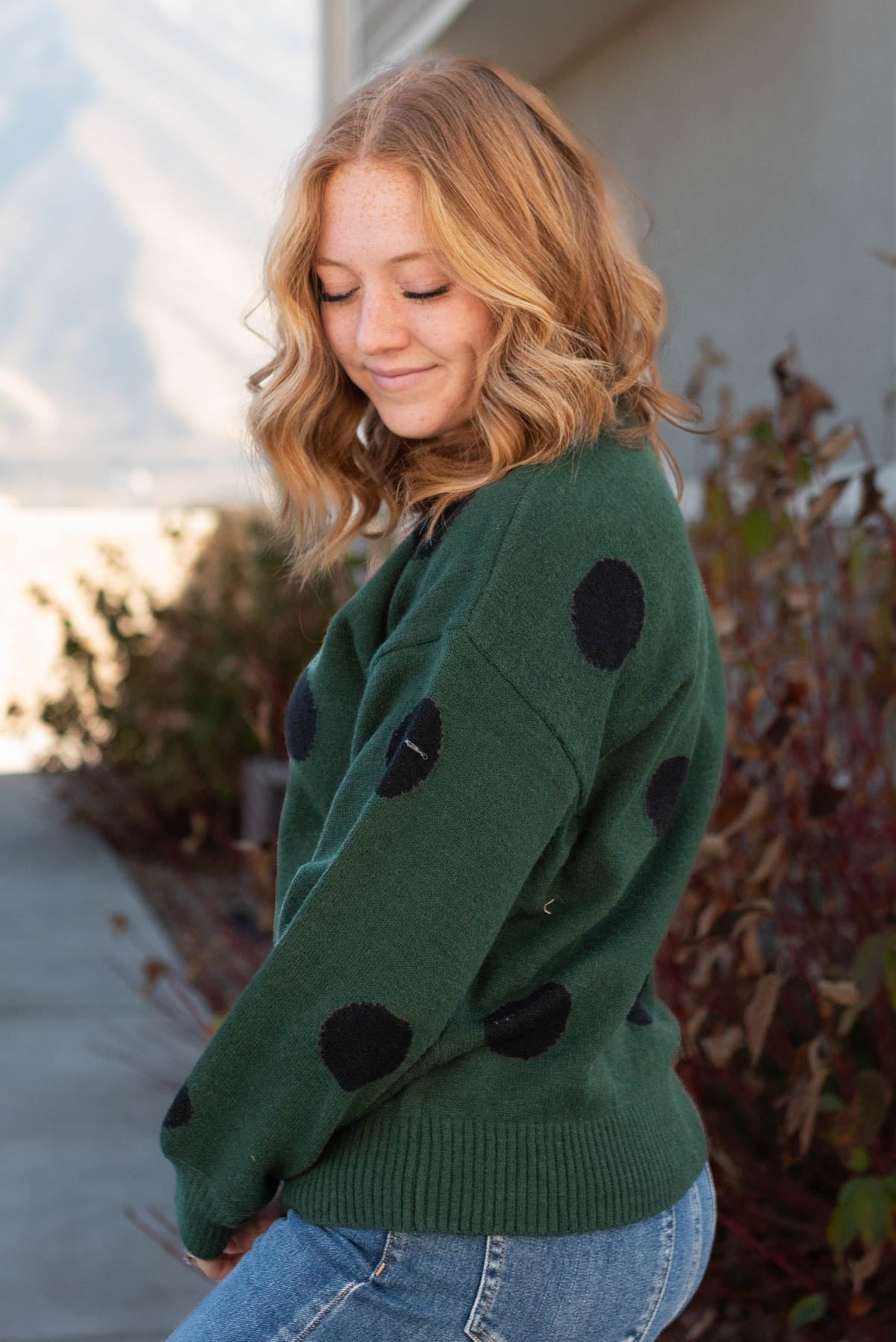 Joslin Green Poka Dot Sweater