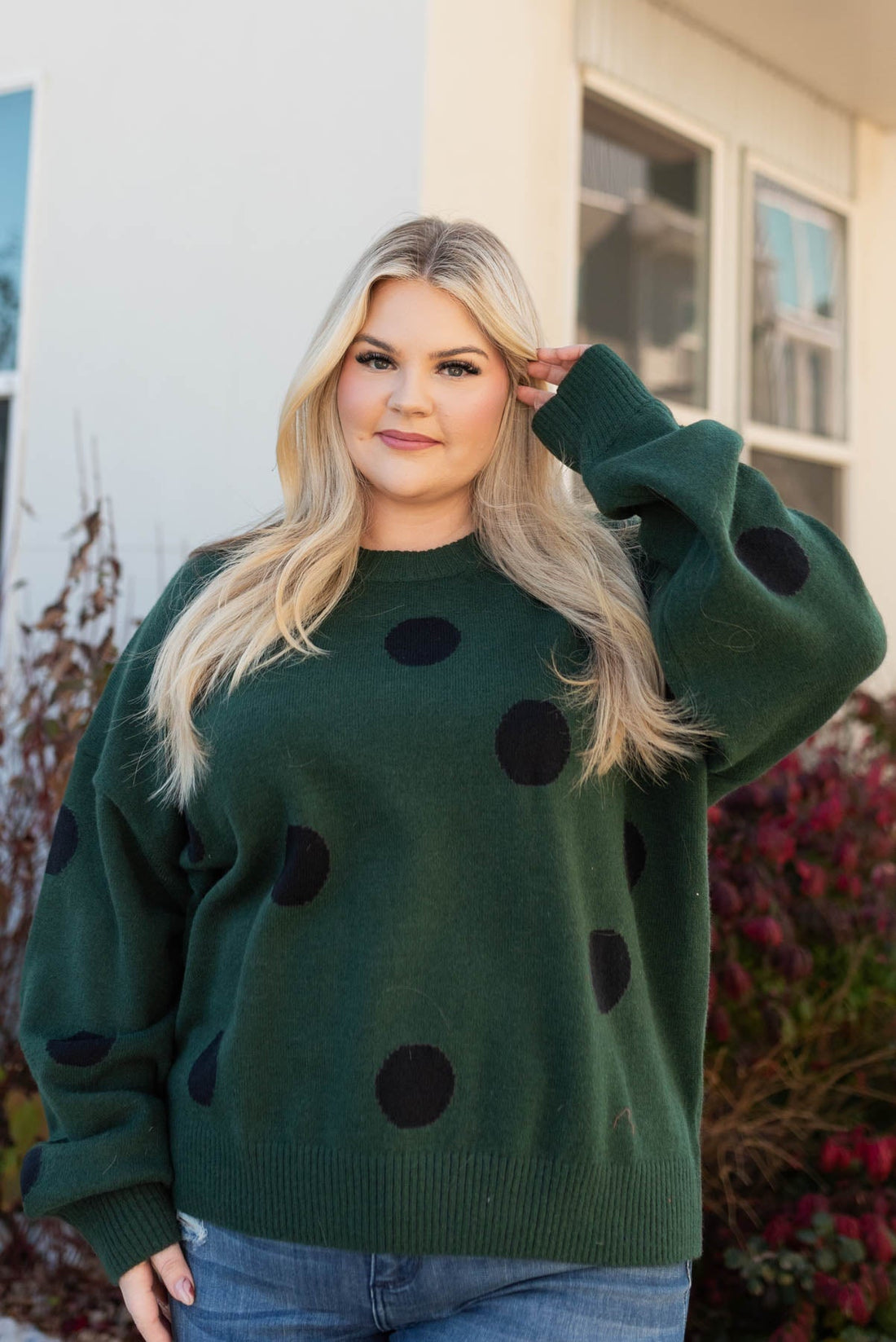 Joslin Green Poka Dot Sweater