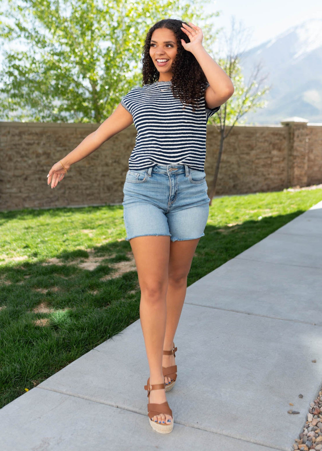 Joy Navy Striped Knitted Top
