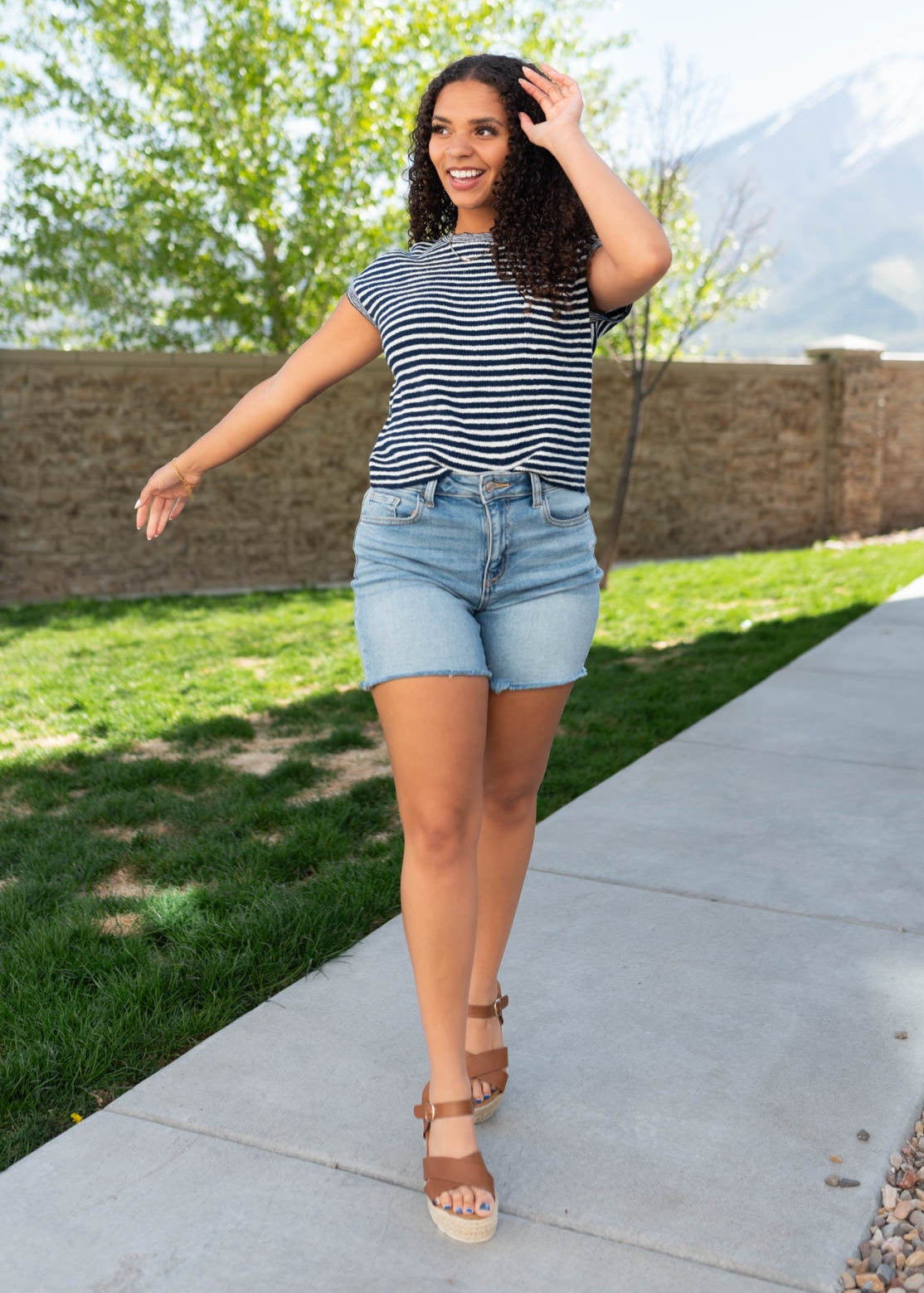 Joy Navy Striped Knitted Top