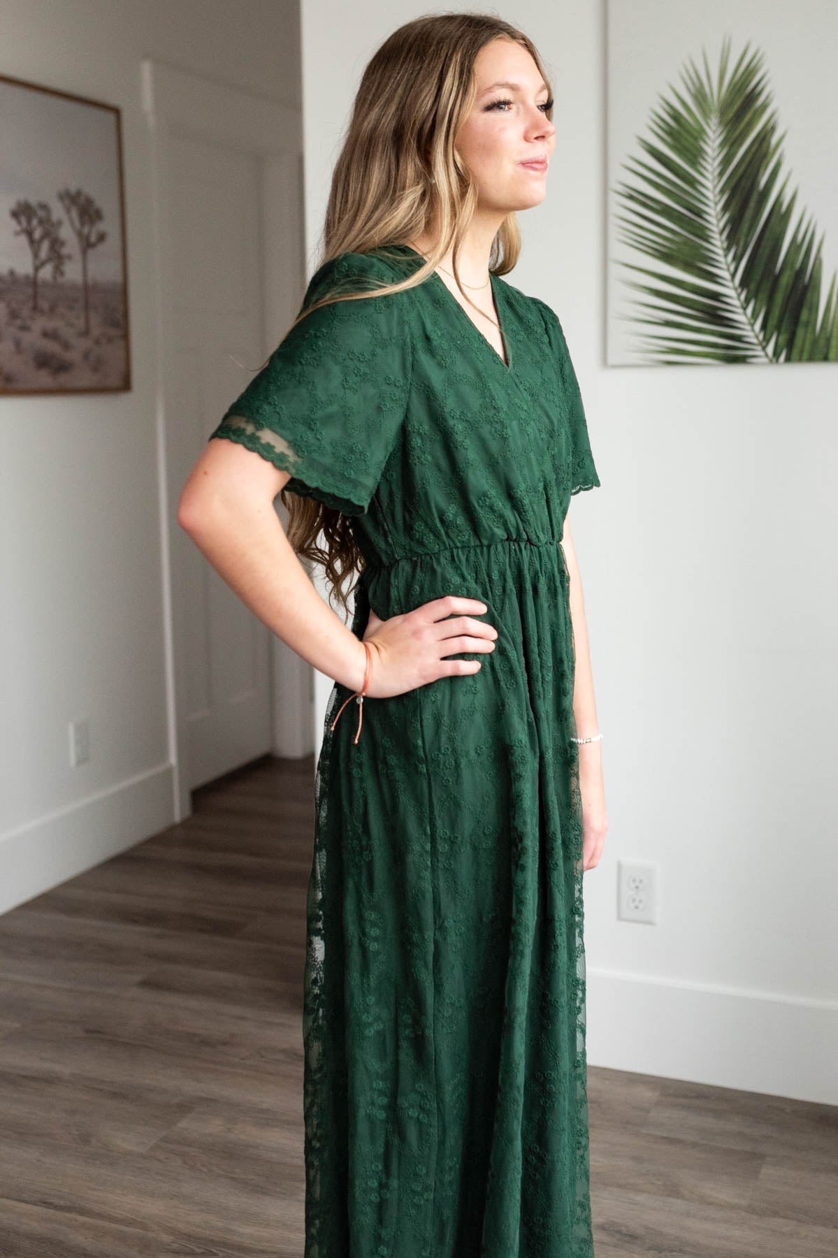 Juliet Hunter Green Lace Floral Dress