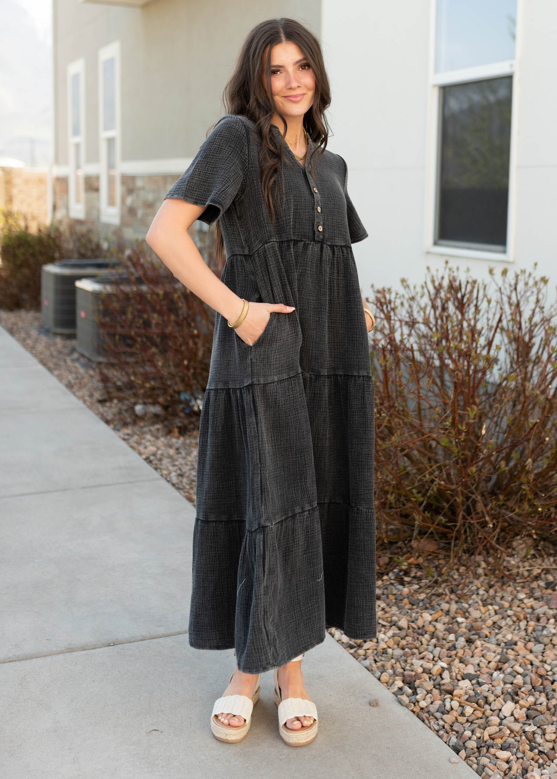 Justine Black Cotton Dress