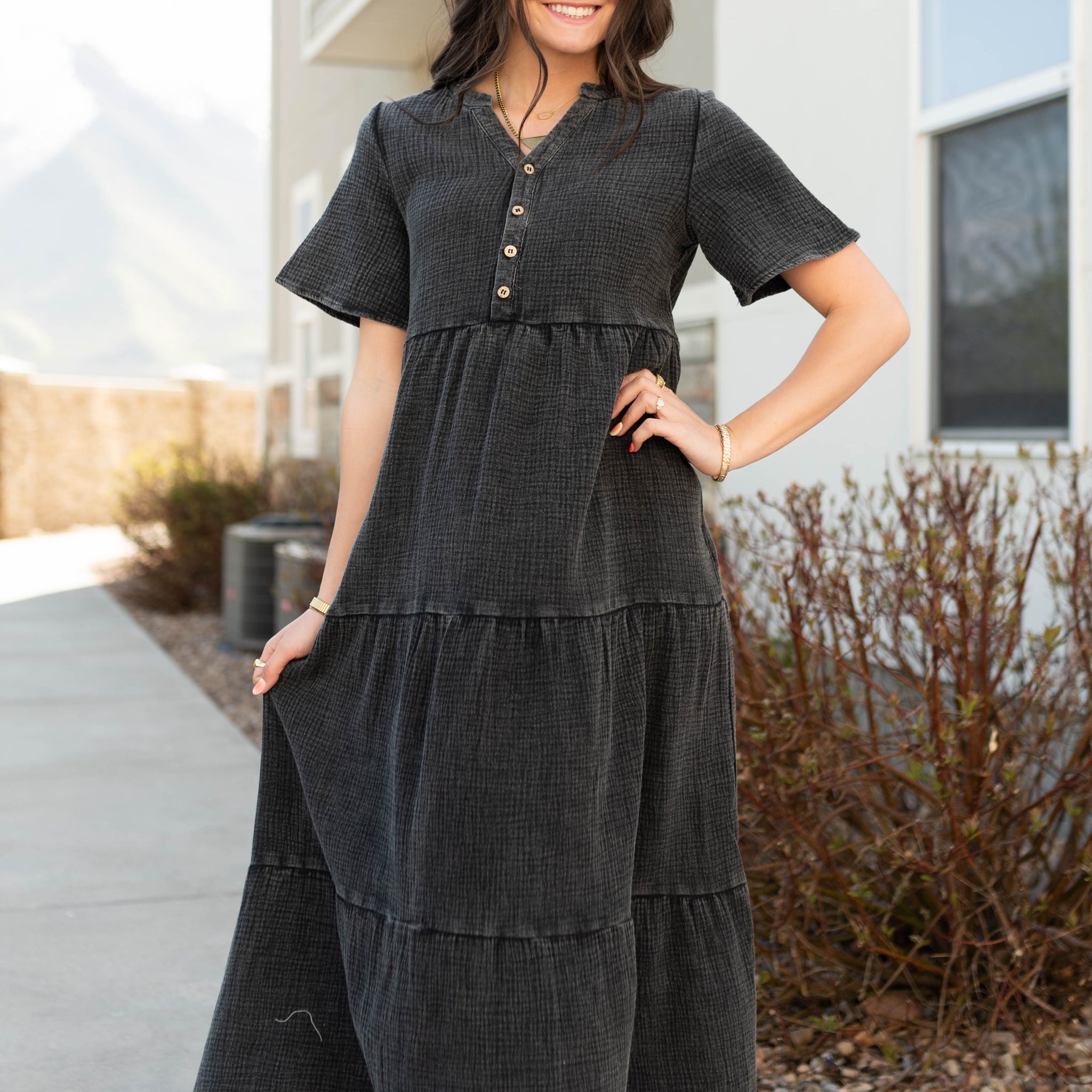 Justine Black Cotton Dress