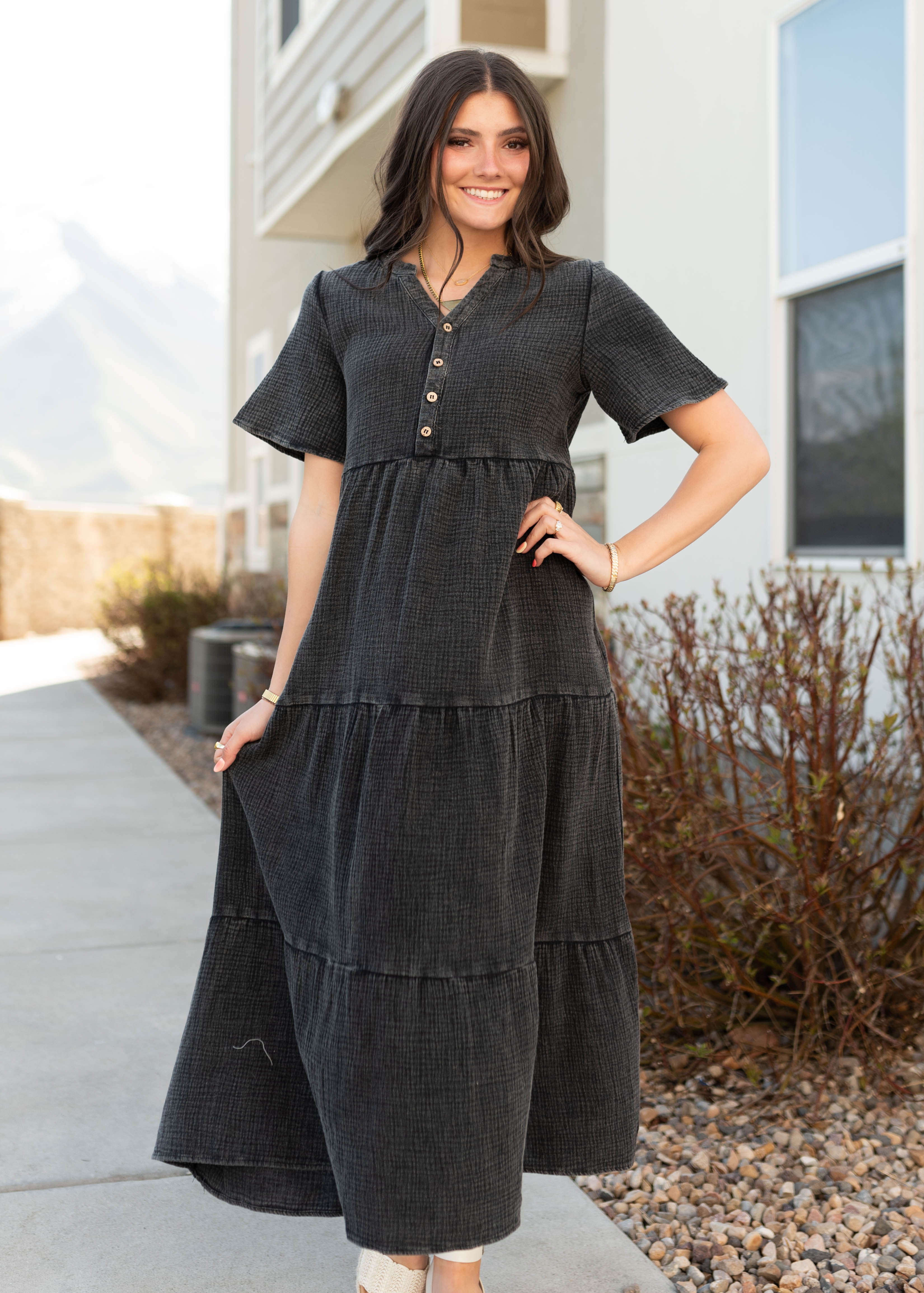 Justine Black Cotton Dress