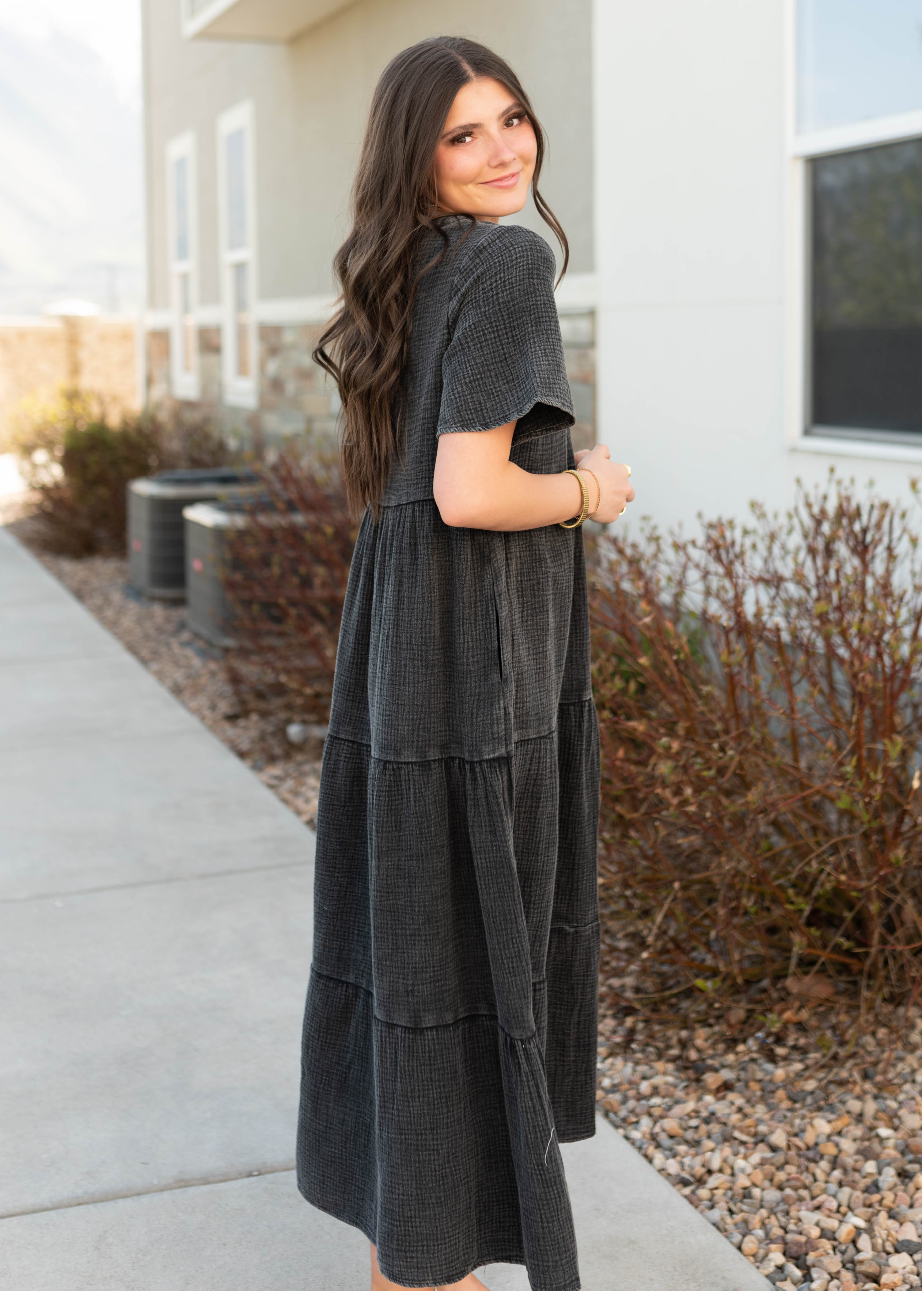 Justine Black Cotton Dress