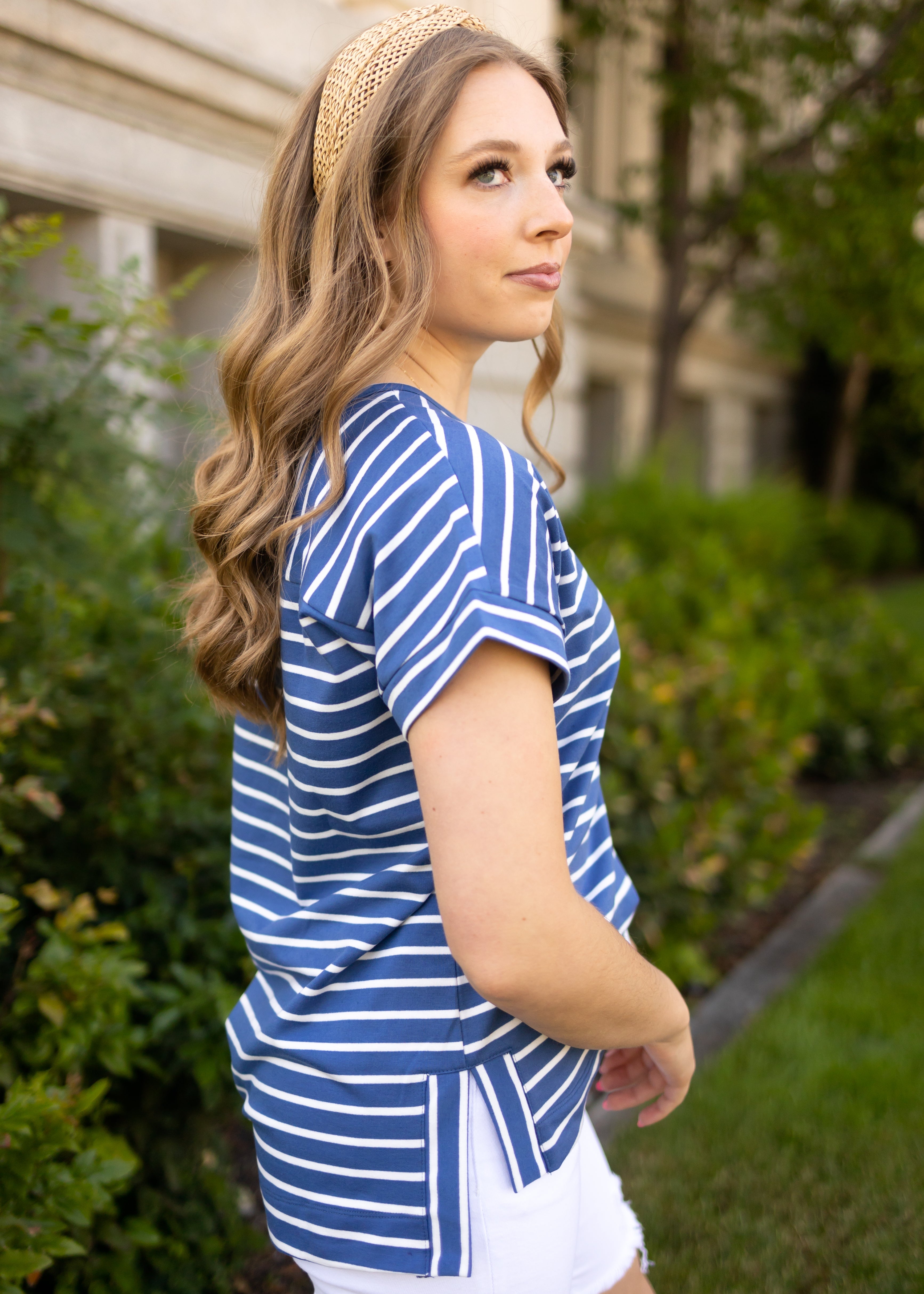 Kacey Blue Striped Top
