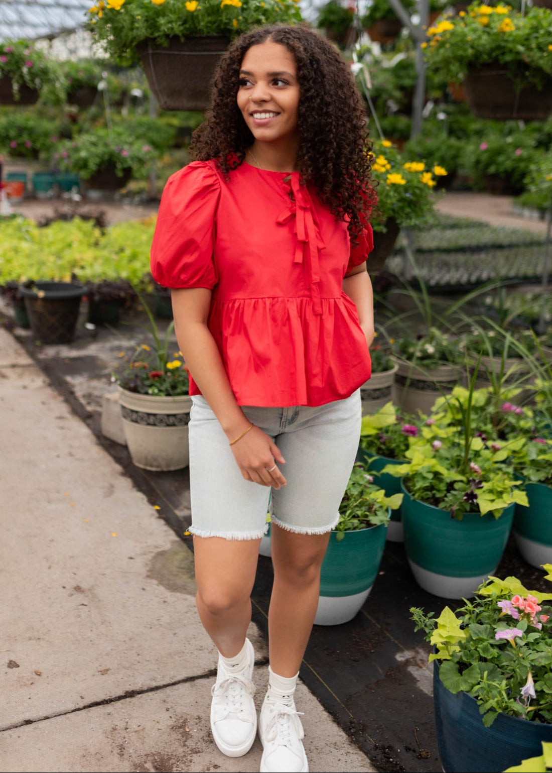 Kacey Red Bow Tie Top