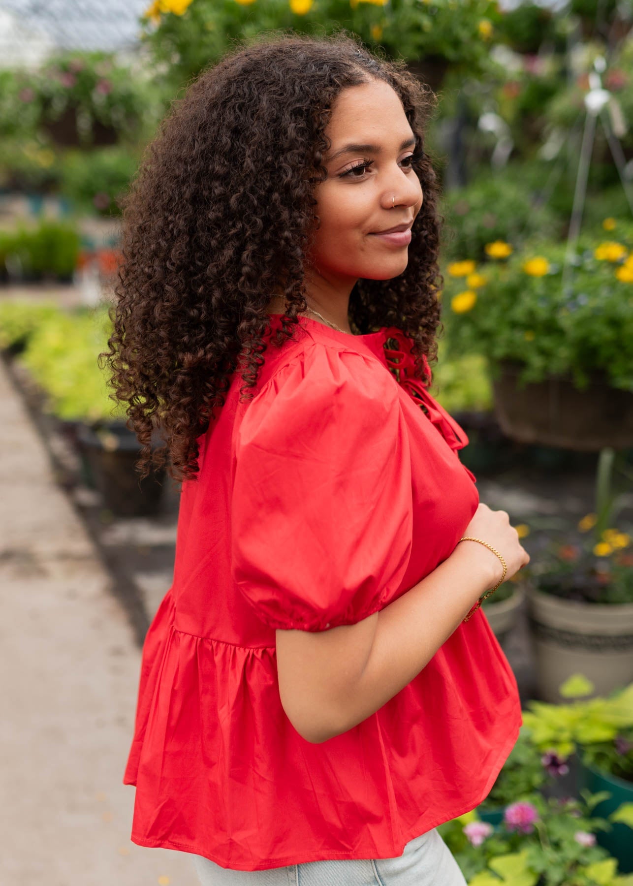 Kacey Red Bow Tie Top