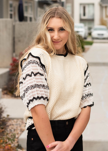 Kacia Cream Puffed Sleeve Top