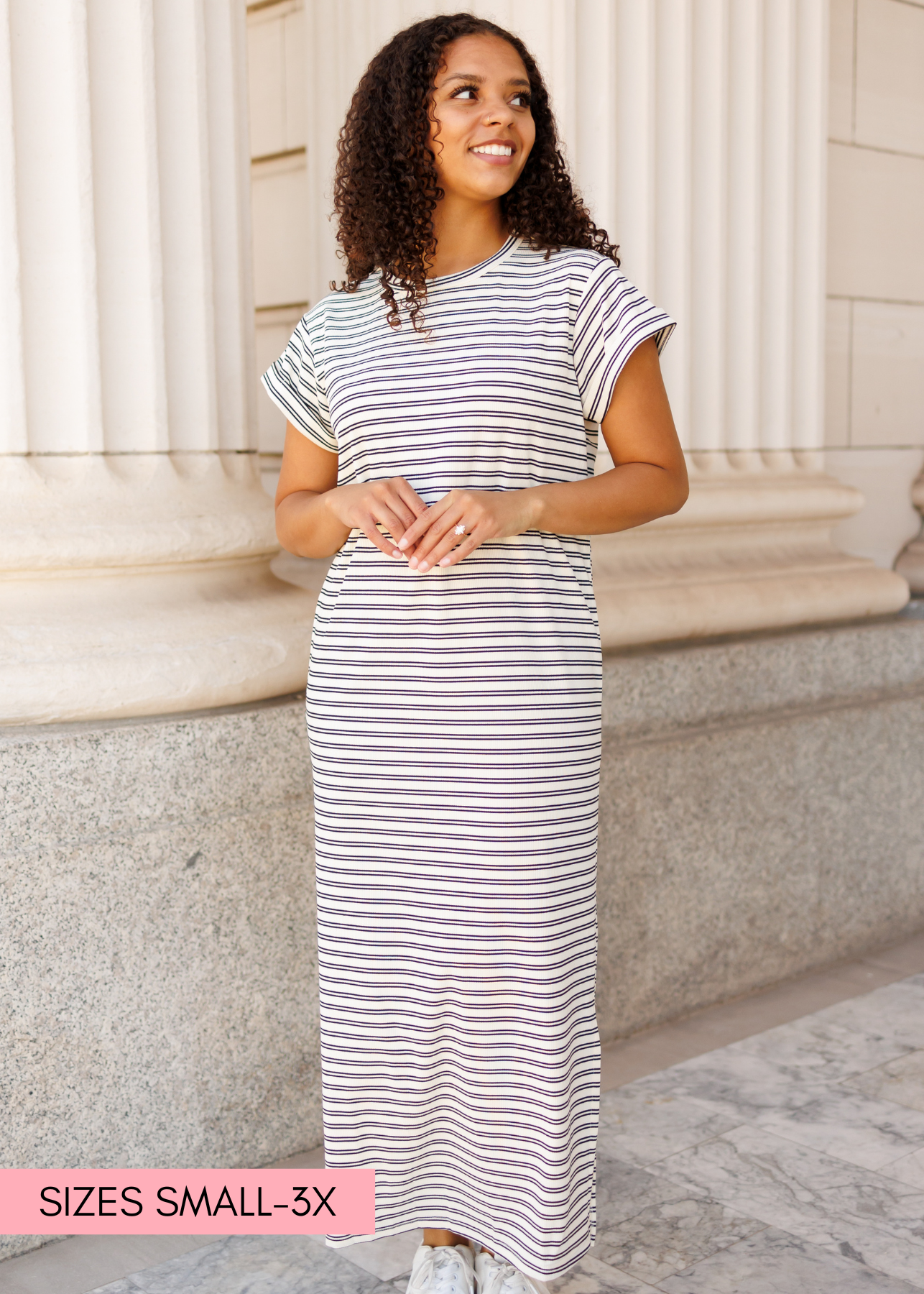 Kaelin Black Striped T-Shirt Dress
