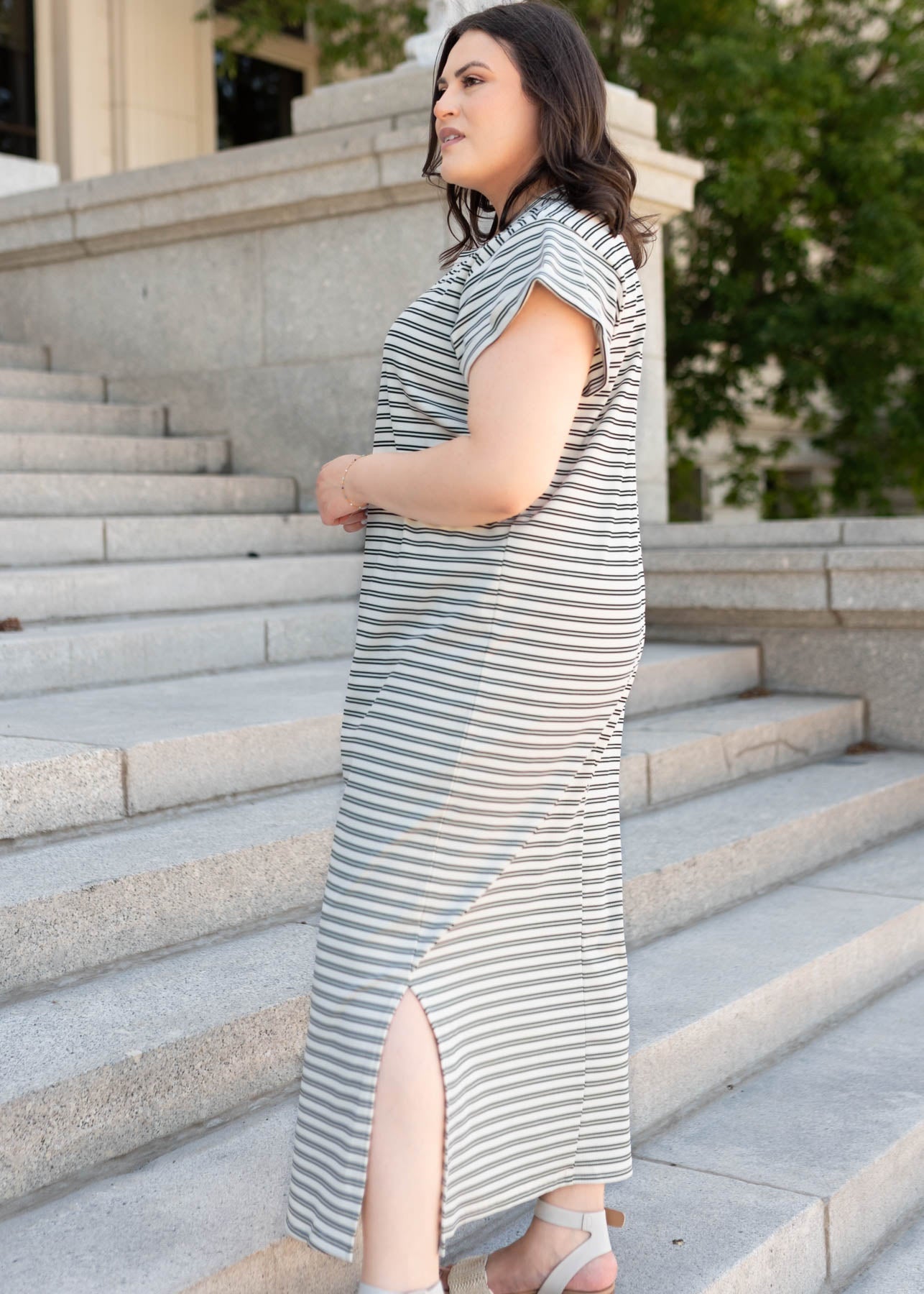 Kaelin Black Striped T-Shirt Dress