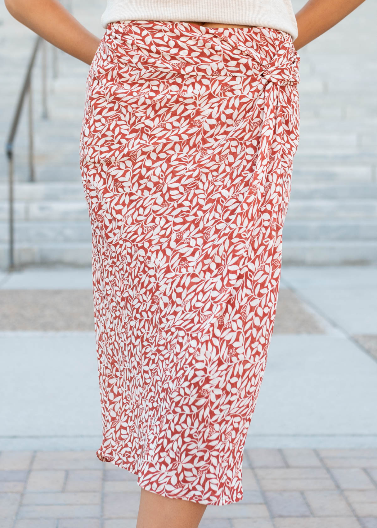 Kaelyn Rust Floral Knot Skirt