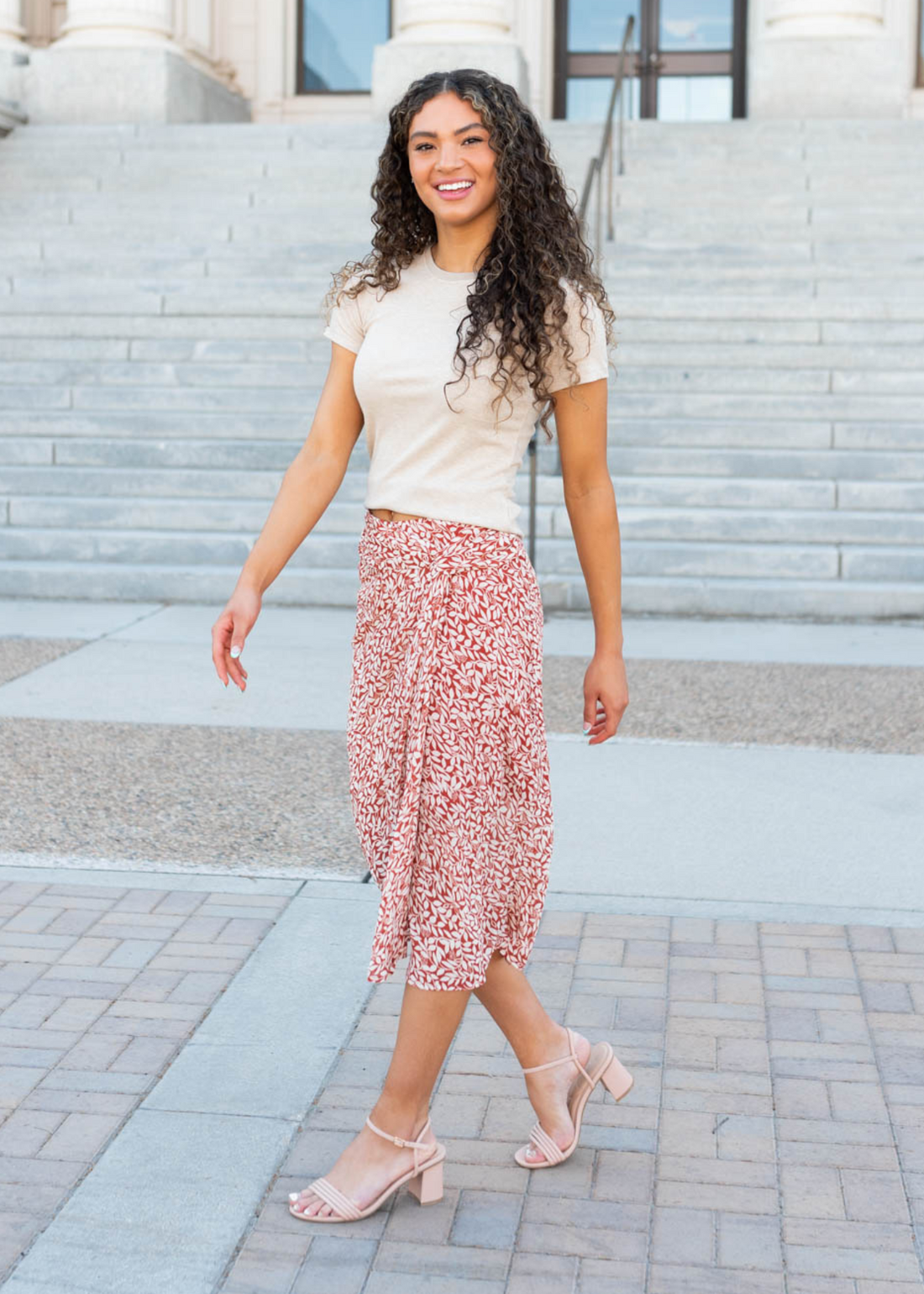 Kaelyn Rust Floral Knot Skirt
