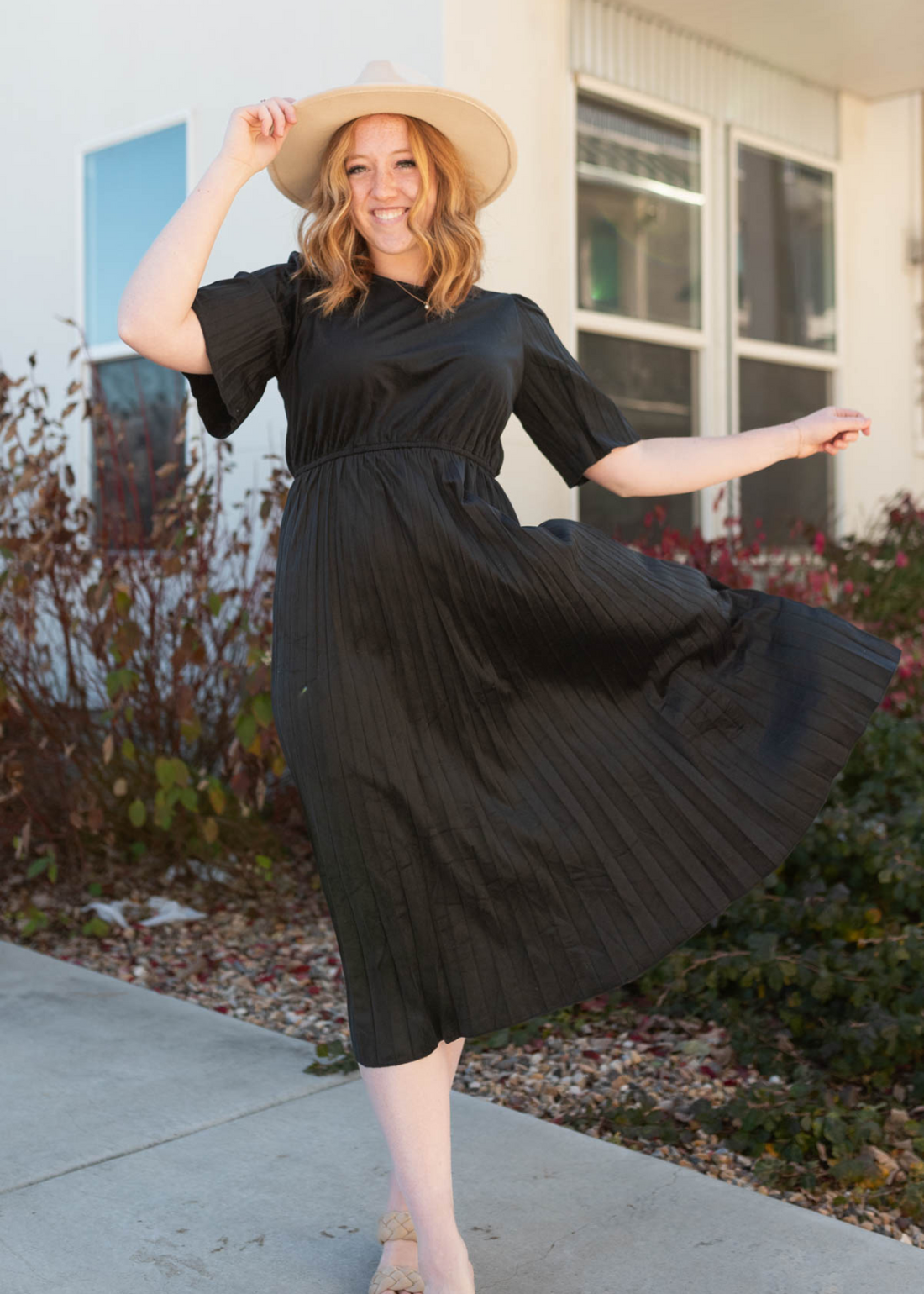 Kahlani Black Pleated Velvet Dress