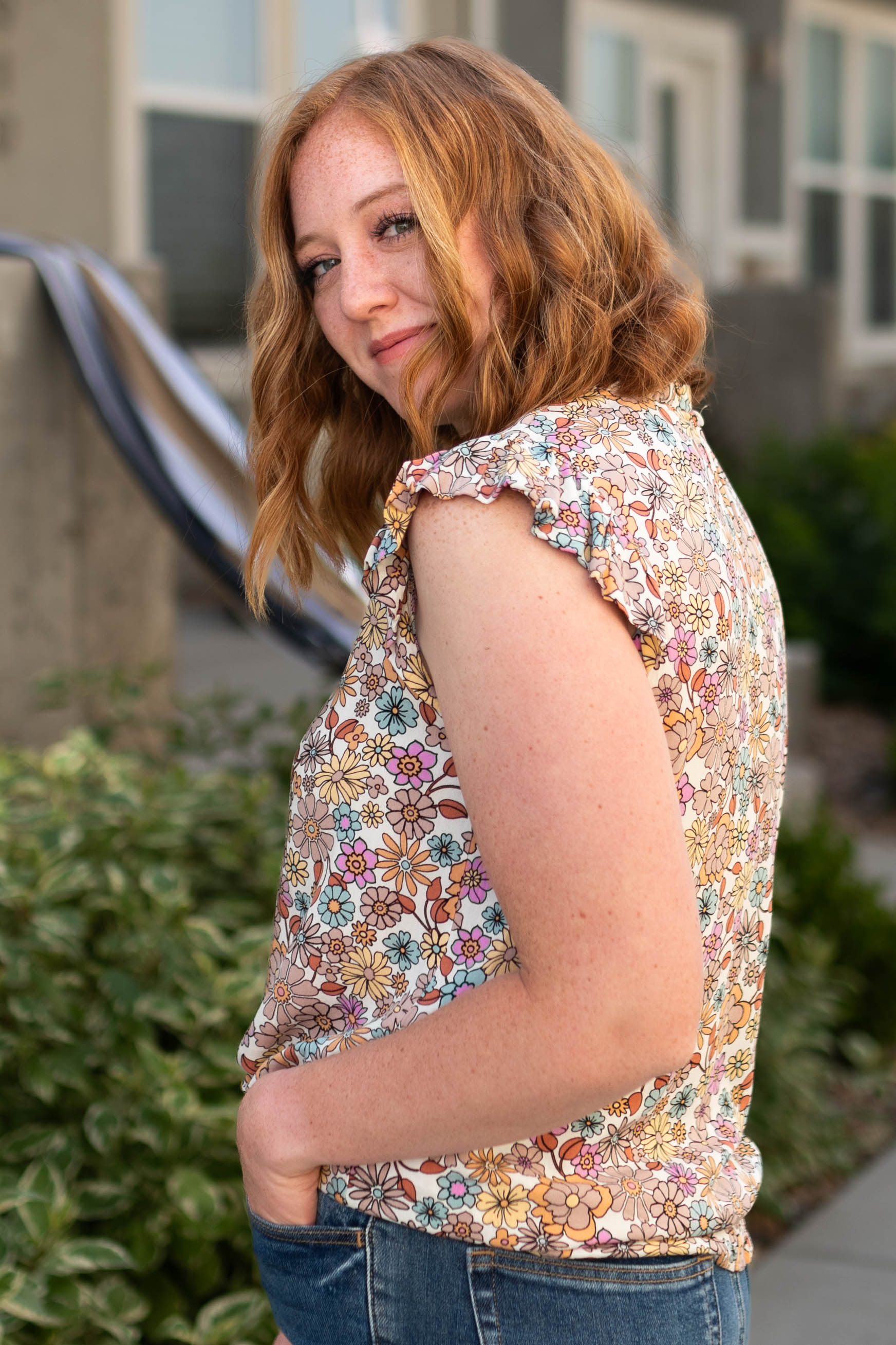 Kaia Taupe Floral Top