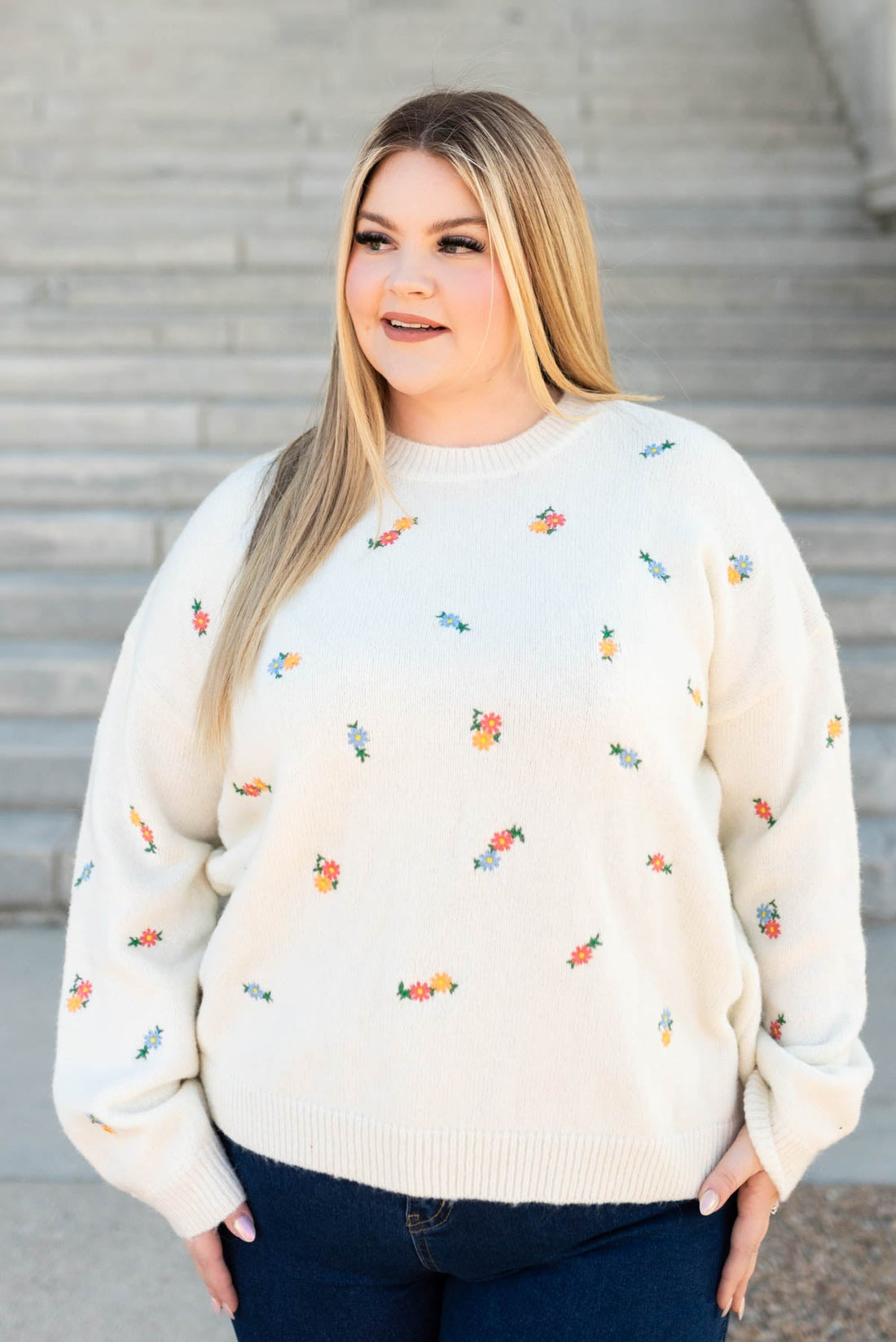 Kali Ivory Floral Embroidered Sweater