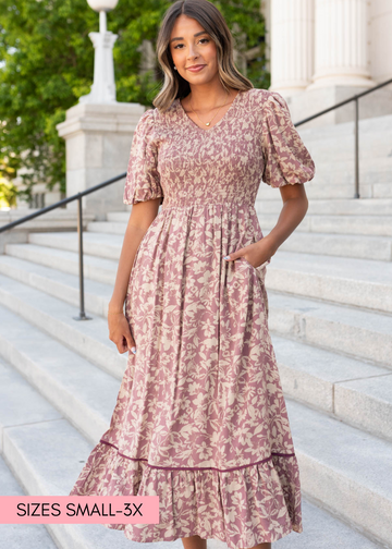 Kamee Dusty Plum Floral Dress