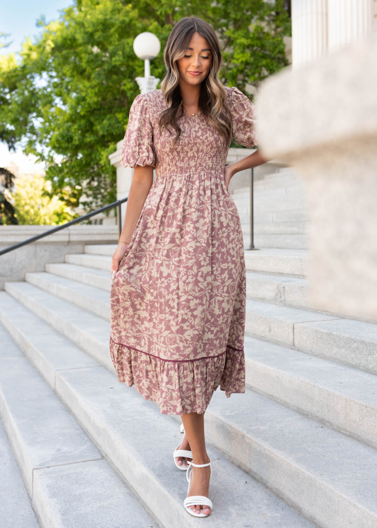 Kamee Dusty Plum Floral Dress