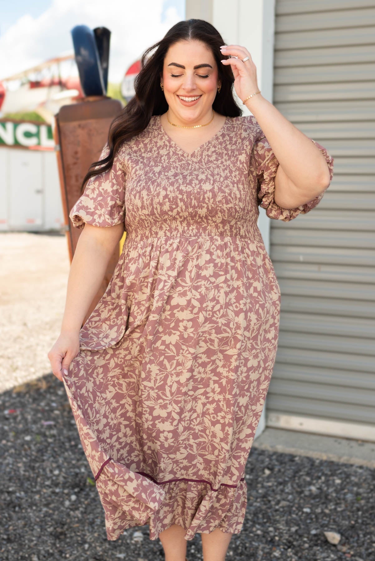 Kamee Dusty Plum Floral Dress