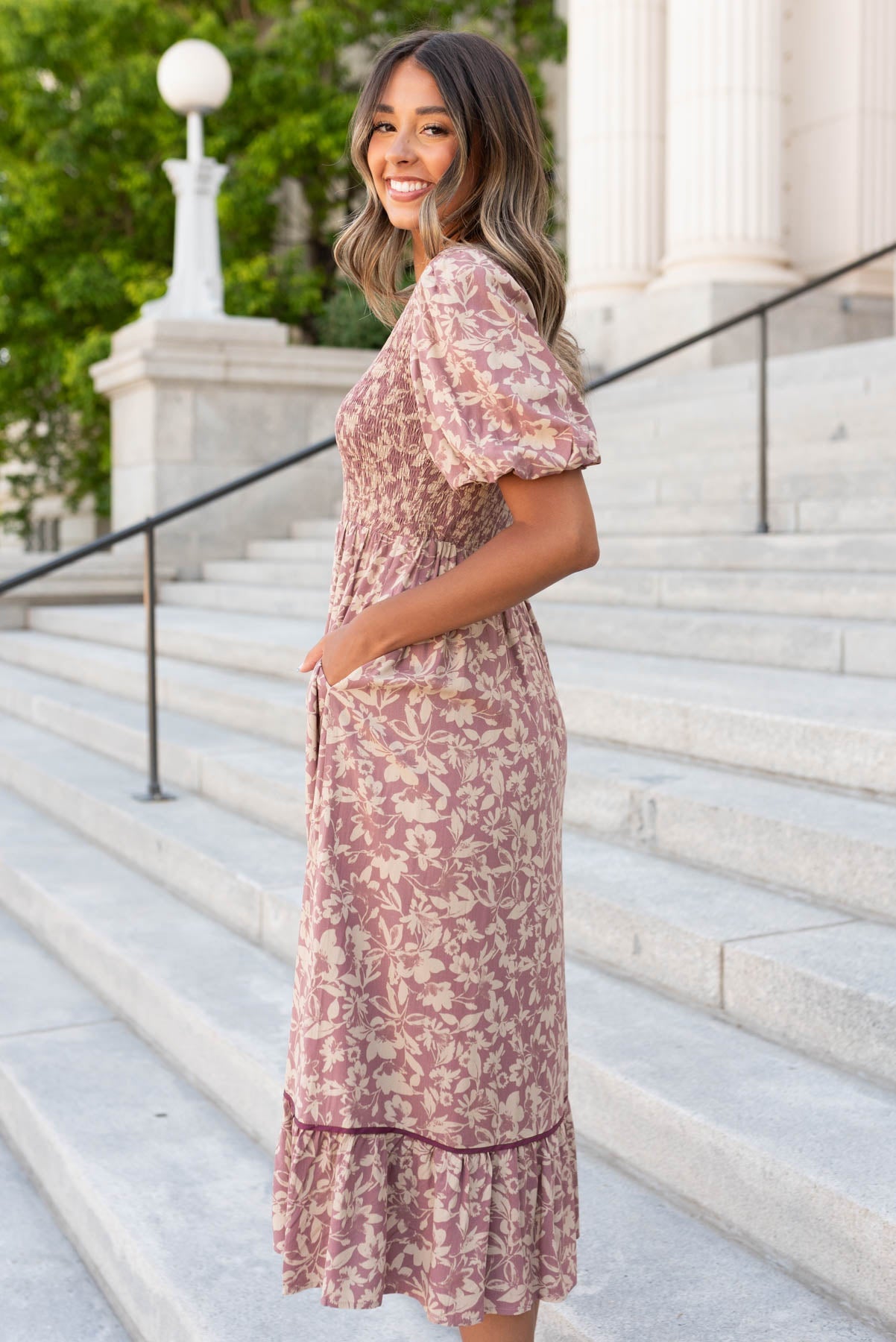 Kamee Dusty Plum Floral Dress